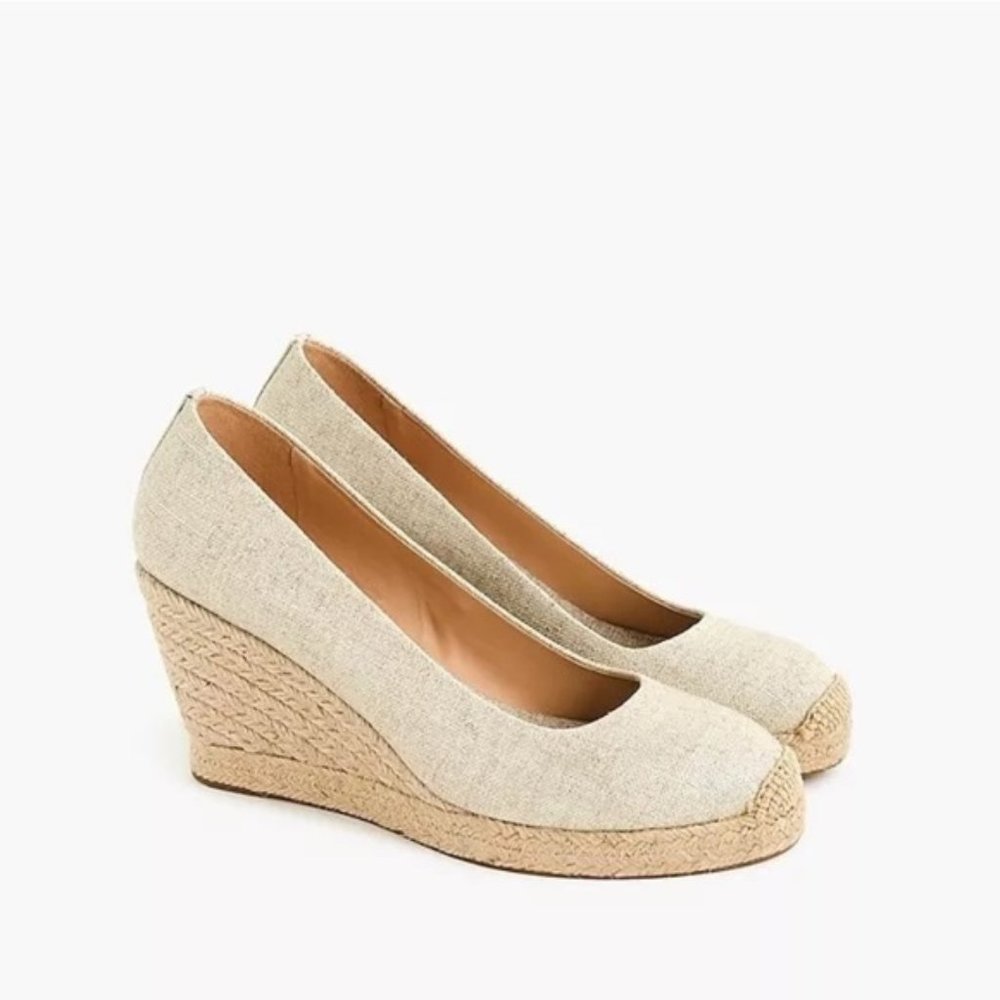 J. CREW Natural Seville Espadrille Wedges